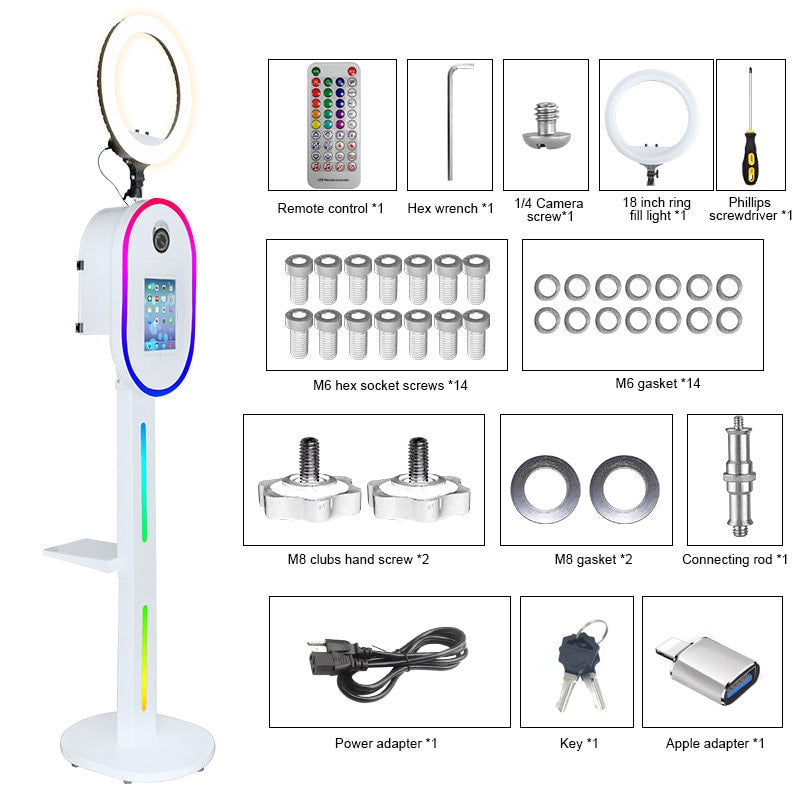 iPad Oval Photo Booth for Events – Captivating Selfie Experience, RGB Lighting, Instant Printing, & Easy Setup – Perfect for Rentals!**