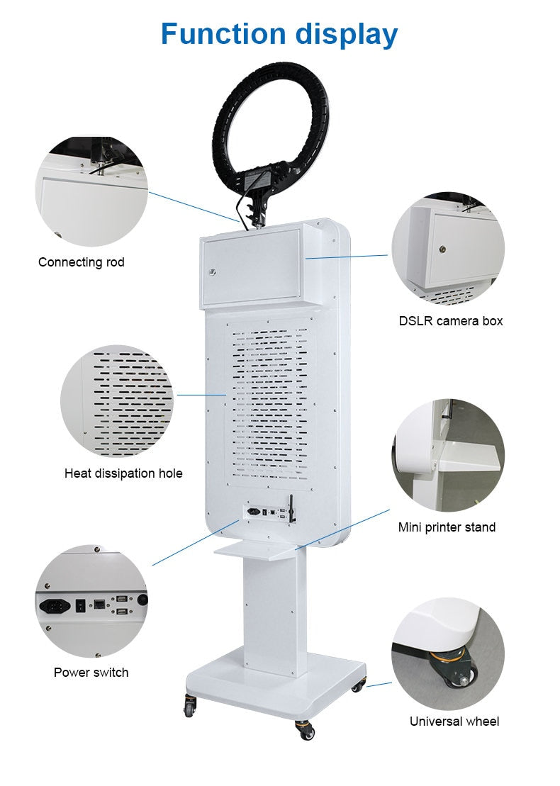 21.5'' Mirror Photo Booth w/ Touch Screen – Portable Selfie Booth for Weddings, Parties, & Events – White, Camera Included, Rental-Ready!